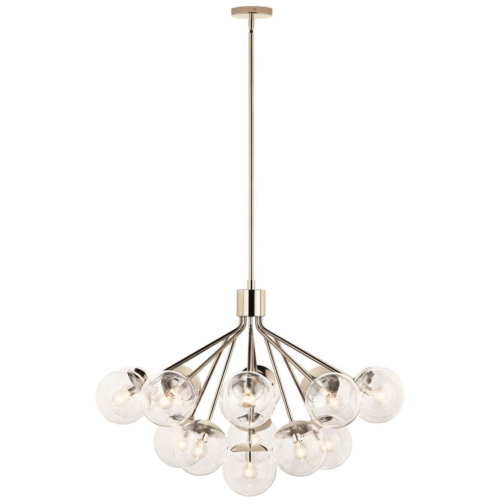 Kichler Lighting 52702PNCLR Polished Nickel Silvarious 38 Inch 16 Light Convertible Chandelier With Clear Glass In Polished Nickel Image 1