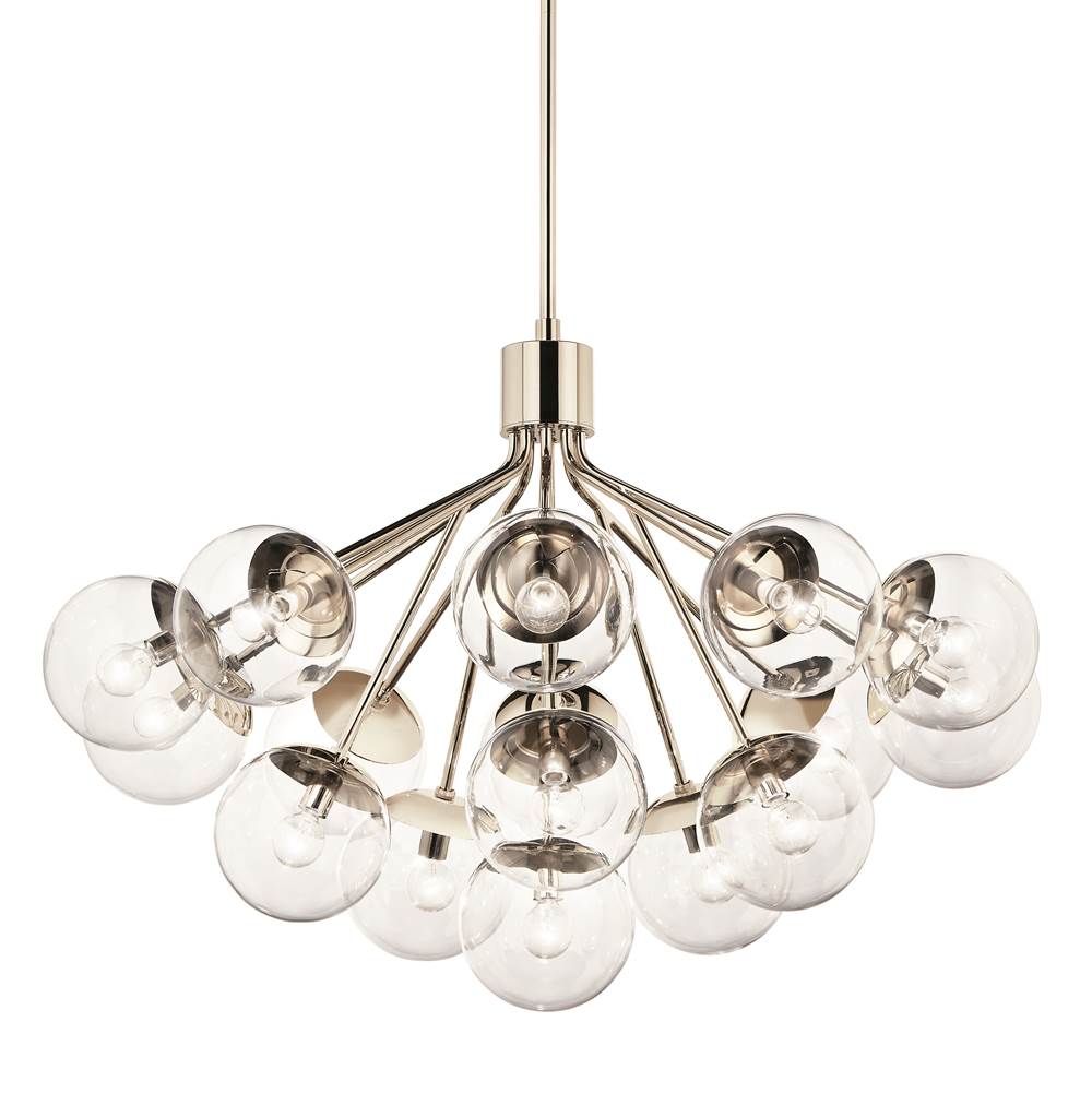 Kichler Lighting 52702PNCLR Polished Nickel Silvarious 38 Inch 16 Light Convertible Chandelier With Clear Glass In Polished Nickel Image 6