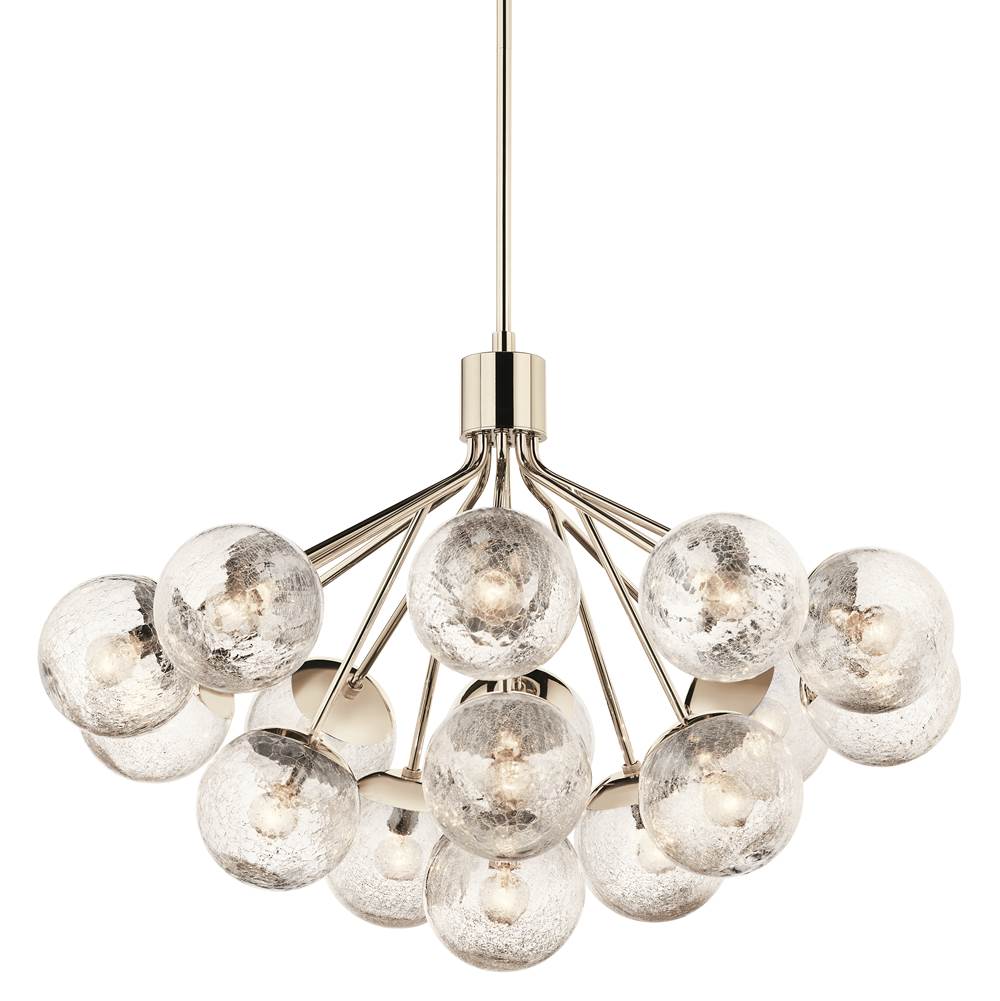 Kichler Lighting 52702PN Polished Nickel Silvarious 38 Inch 16 Light Convertible Chandelier With Clear Crackled Glass In Polished Nickel Image 6