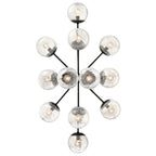 Kichler Lighting 52703BK Black Silvarious 48 Inch 12 Light Linear Convertible Chandelier With Clear Crackled Glass In Black Image 3