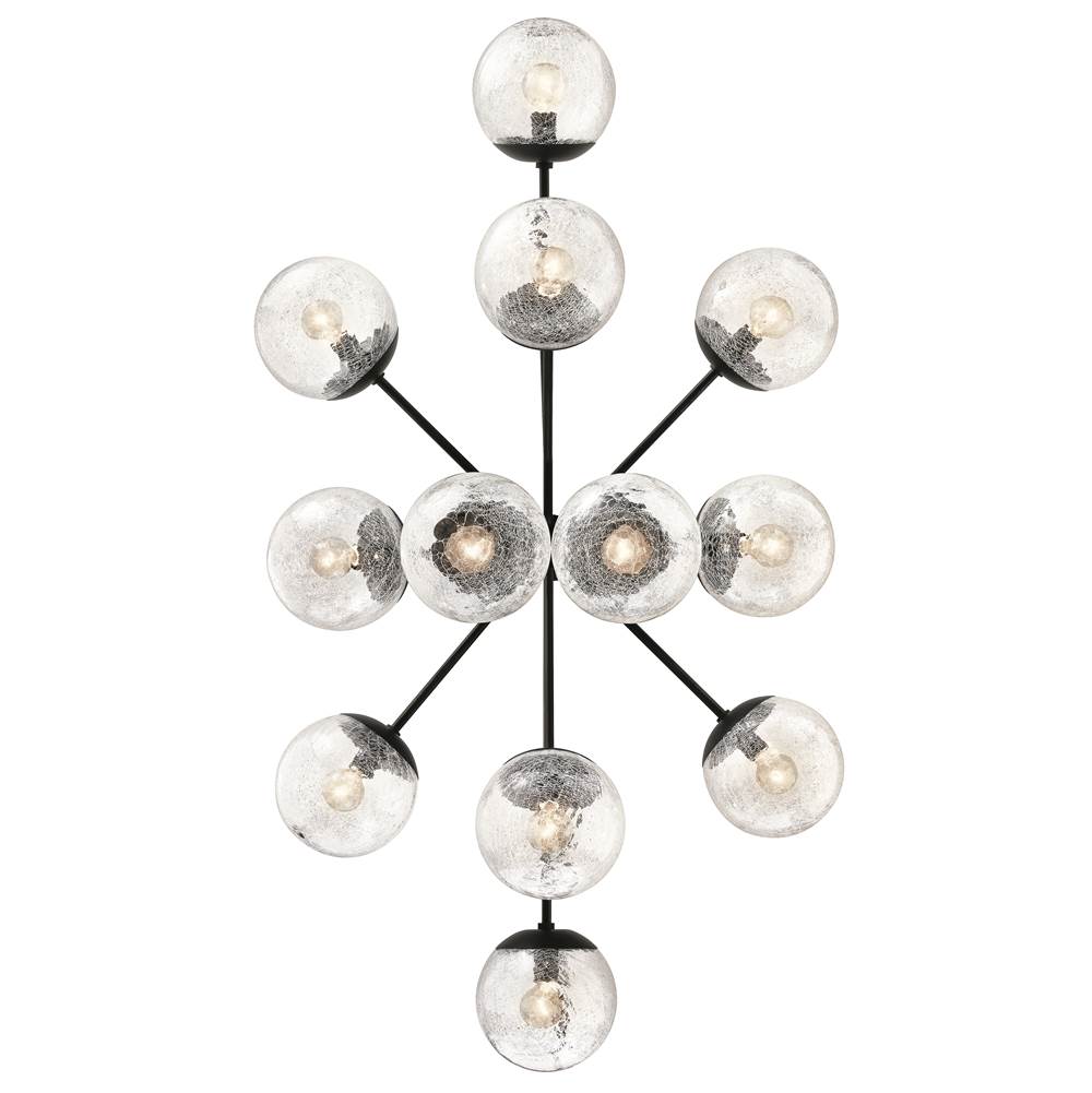 Kichler Lighting 52703BK Black Silvarious 48 Inch 12 Light Linear Convertible Chandelier With Clear Crackled Glass In Black Image 3