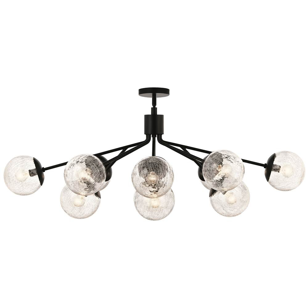 Kichler Lighting Silvarious 48 Inch 12 Light Linear Convertible Chandelier With Clear Crackled Glass In Black
