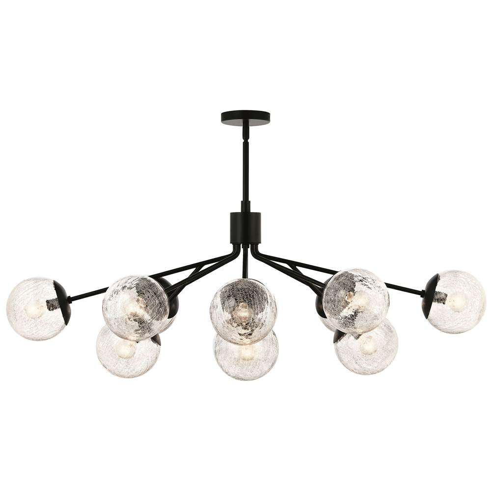 Kichler Lighting 52703BK Black Silvarious 48 Inch 12 Light Linear Convertible Chandelier With Clear Crackled Glass In Black Image 7