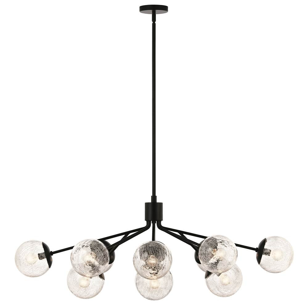 Kichler Lighting 52703BK Black Silvarious 48 Inch 12 Light Linear Convertible Chandelier With Clear Crackled Glass In Black Image 1