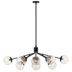 Kichler Lighting 52703BK Black Silvarious 48 Inch 12 Light Linear Convertible Chandelier With Clear Crackled Glass In Black Image 1