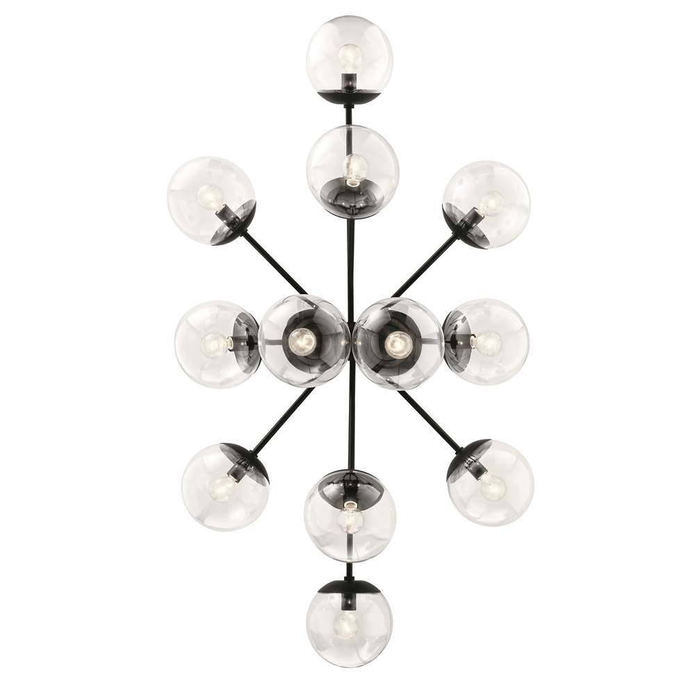Kichler Lighting 52703BKCLR Black Silvarious 48 Inch 12 Light Linear Convertible Chandelier With Clear Glass In Black Image 3