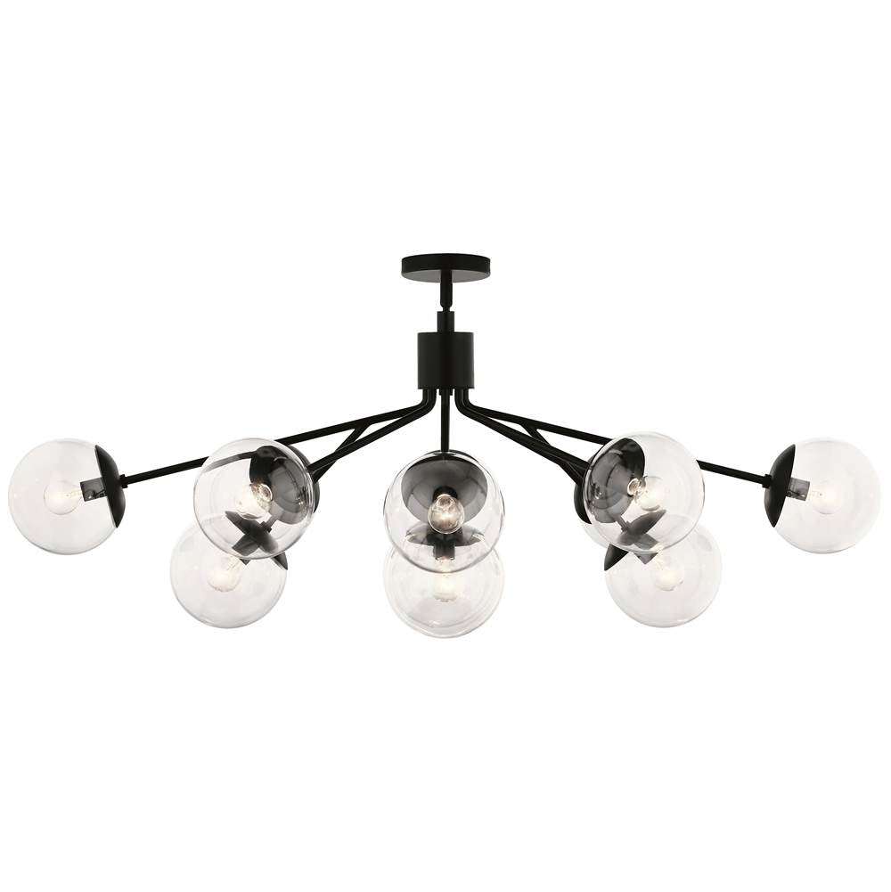 Kichler Lighting Silvarious 48 Inch 12 Light Linear Convertible Chandelier With Clear Glass In Black