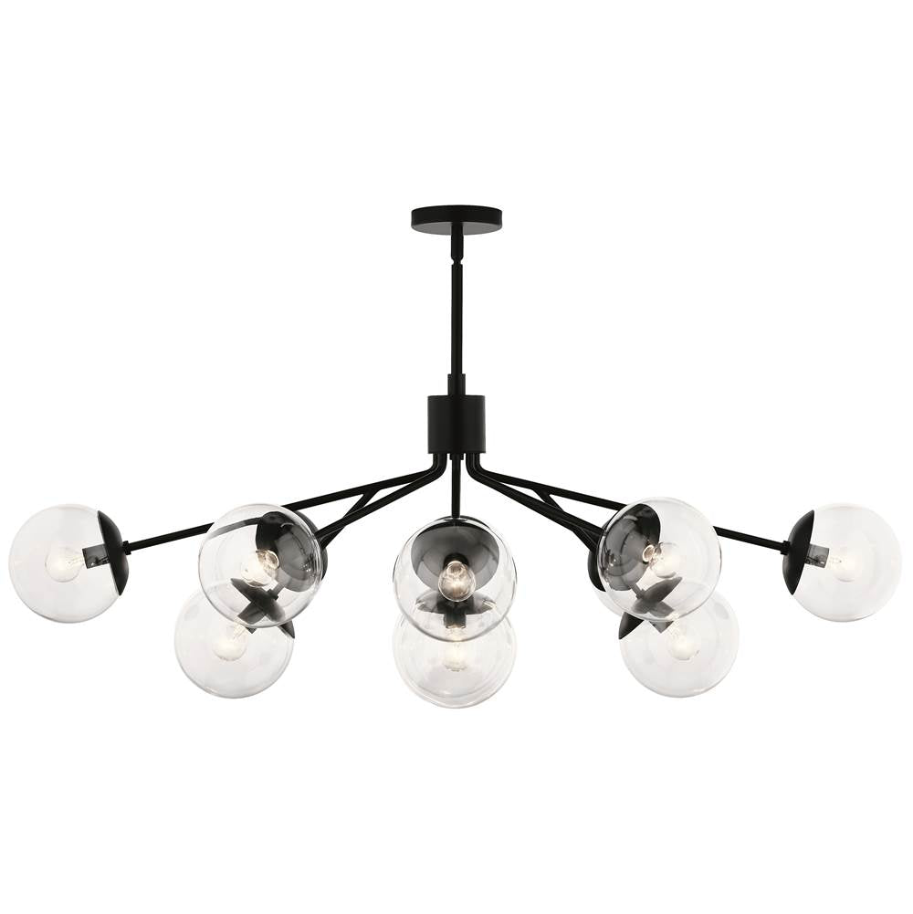 Kichler Lighting 52703BKCLR Black Silvarious 48 Inch 12 Light Linear Convertible Chandelier With Clear Glass In Black Image 7