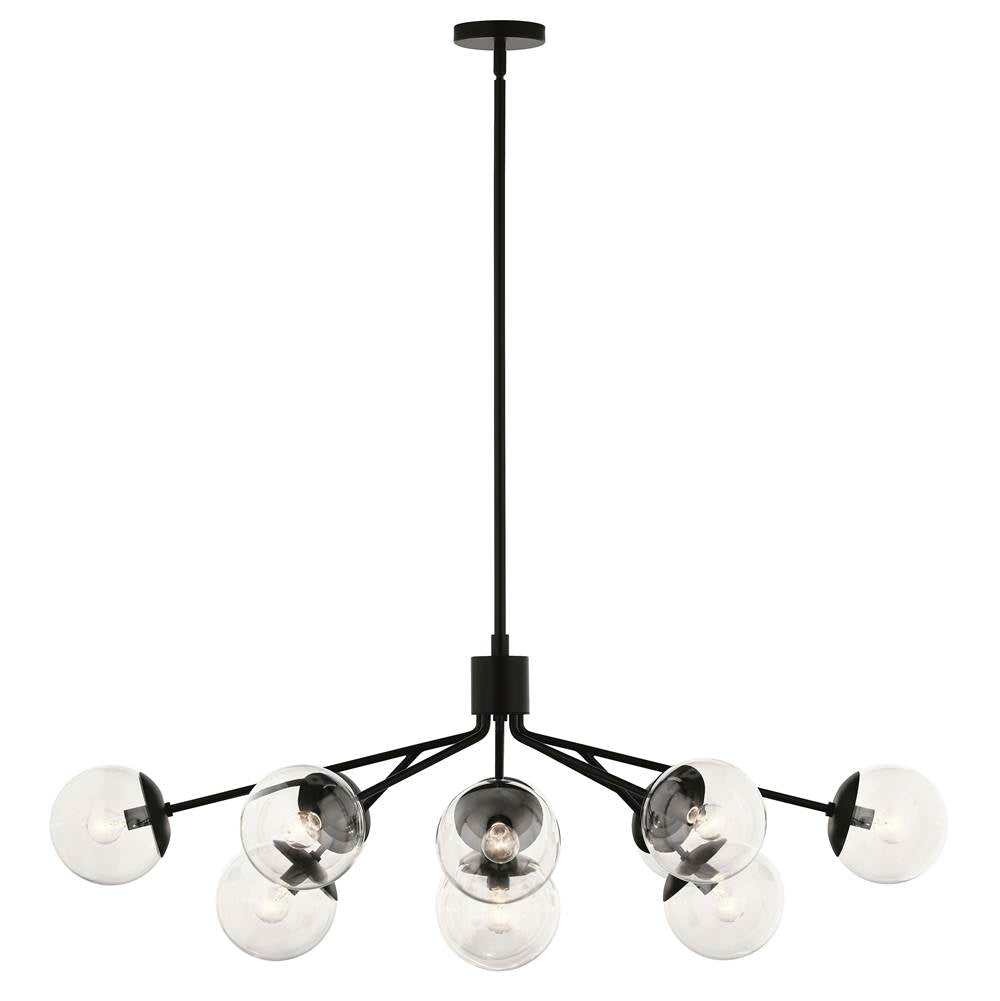 Kichler Lighting 52703BKCLR Black Silvarious 48 Inch 12 Light Linear Convertible Chandelier With Clear Glass In Black Image 1