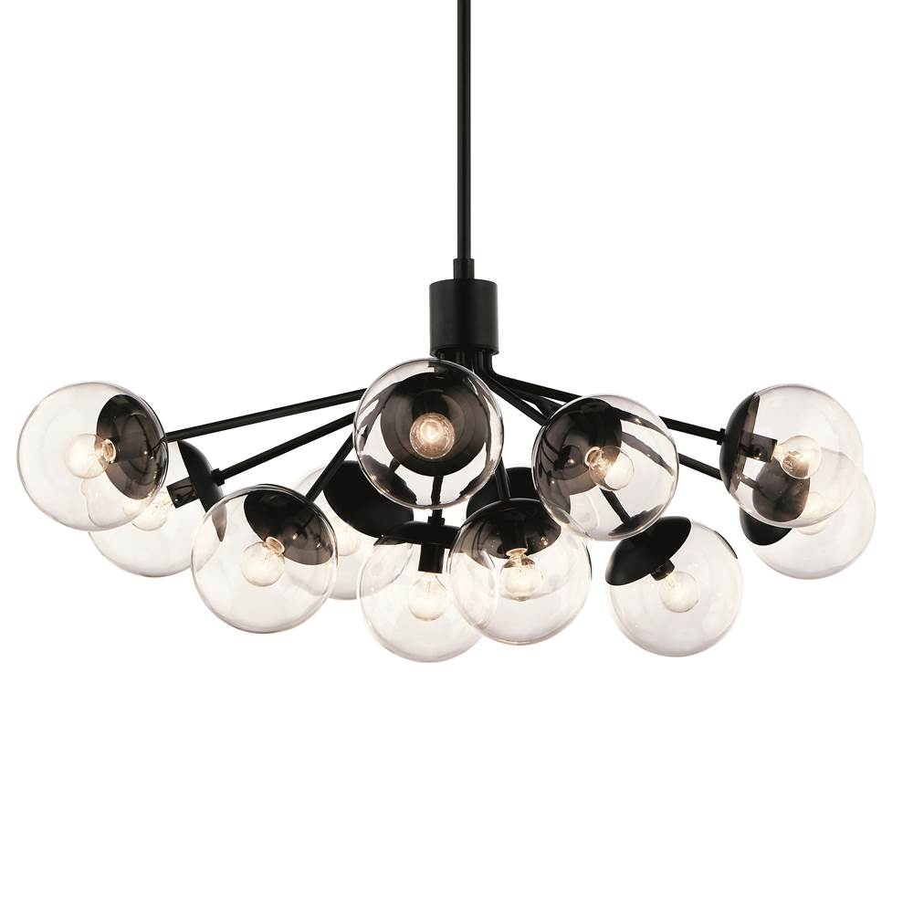 Kichler Lighting 52703BKCLR Black Silvarious 48 Inch 12 Light Linear Convertible Chandelier With Clear Glass In Black Image 6