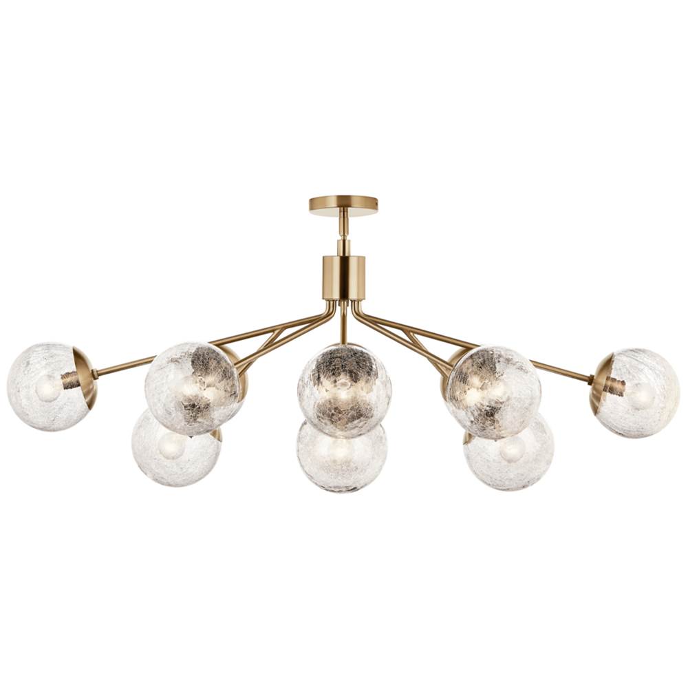 Kichler Lighting 52703CPZ Champagne Bronze Silvarious 48 Inch 12 Light Linear Convertible Chandelier With Clear Crackled Glass In Champagne Bronze Image 7