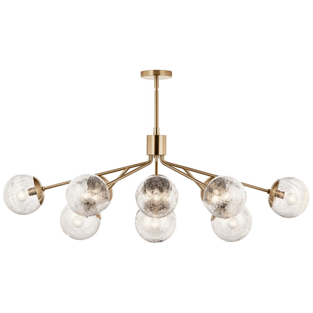 Kichler Lighting 52703CPZ Champagne Bronze Silvarious 48 Inch 12 Light Linear Convertible Chandelier With Clear Crackled Glass In Champagne Bronze Image 6