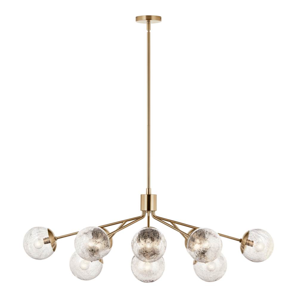 Kichler Lighting 52703CPZ Champagne Bronze Silvarious 48 Inch 12 Light Linear Convertible Chandelier With Clear Crackled Glass In Champagne Bronze Image 2
