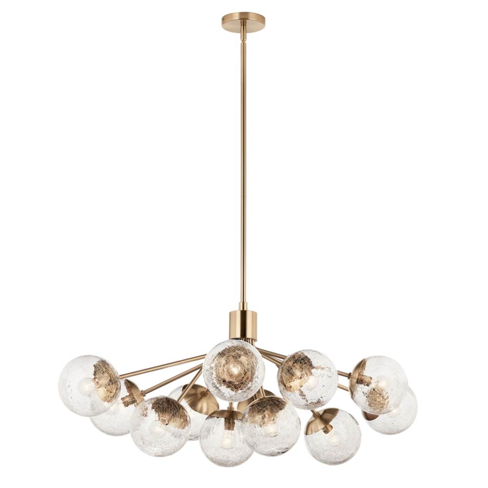Kichler Lighting 52703CPZ Champagne Bronze Silvarious 48 Inch 12 Light Linear Convertible Chandelier With Clear Crackled Glass In Champagne Bronze Image 1