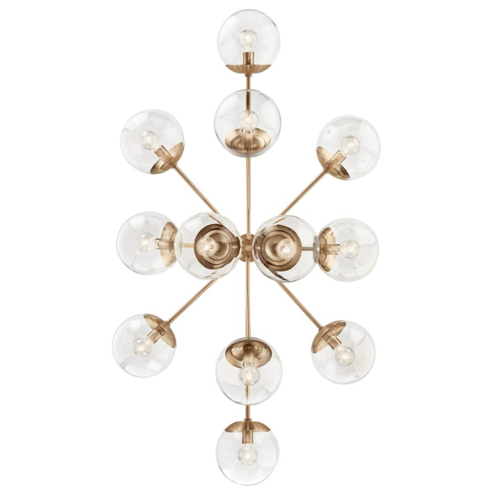 Kichler Lighting 52703CPZ Champagne Bronze Silvarious 48 Inch 12 Light Linear Convertible Chandelier With Clear Crackled Glass In Champagne Bronze Image 8