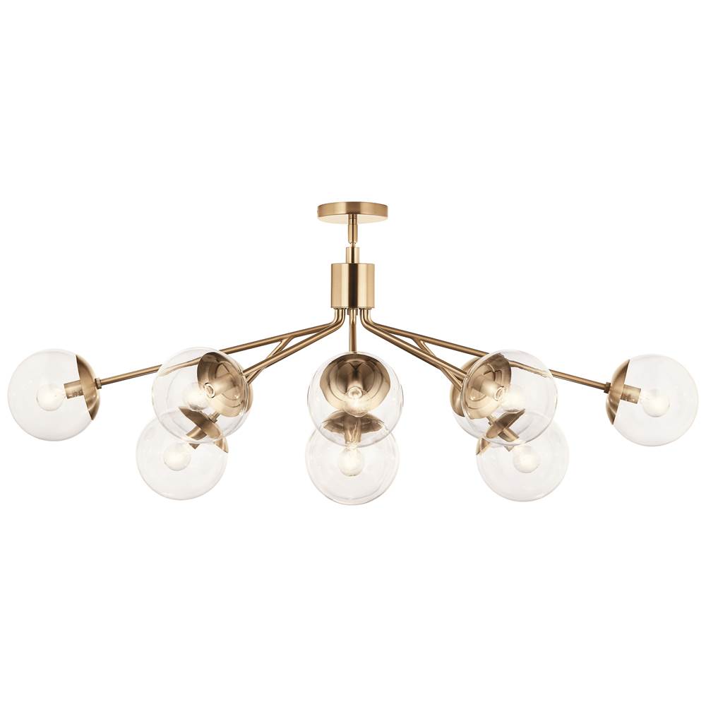 Kichler Lighting Silvarious 48 Inch 12 Light Linear Convertible Chandelier With Clear Glass In Champagne Bronze