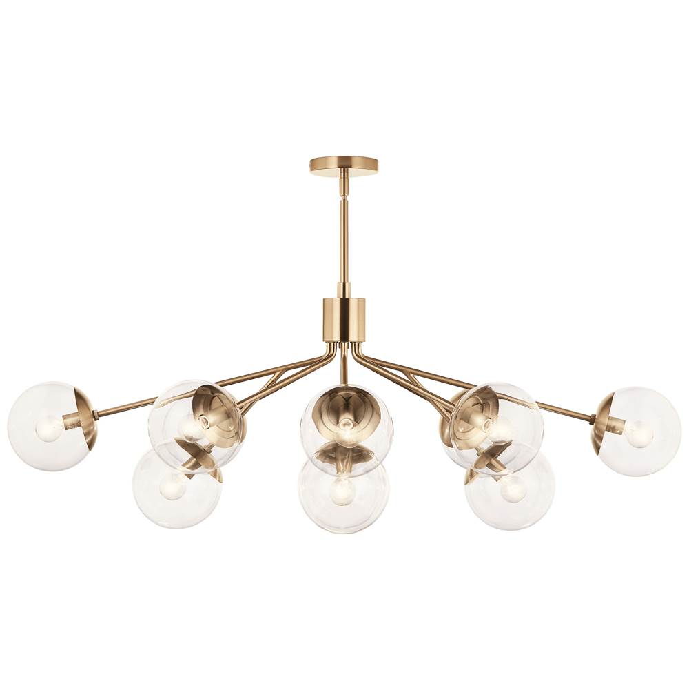 Kichler Lighting 52703CPZCLR Champagne Bronze Silvarious 48 Inch 12 Light Linear Convertible Chandelier With Clear Glass In Champagne Bronze Image 9