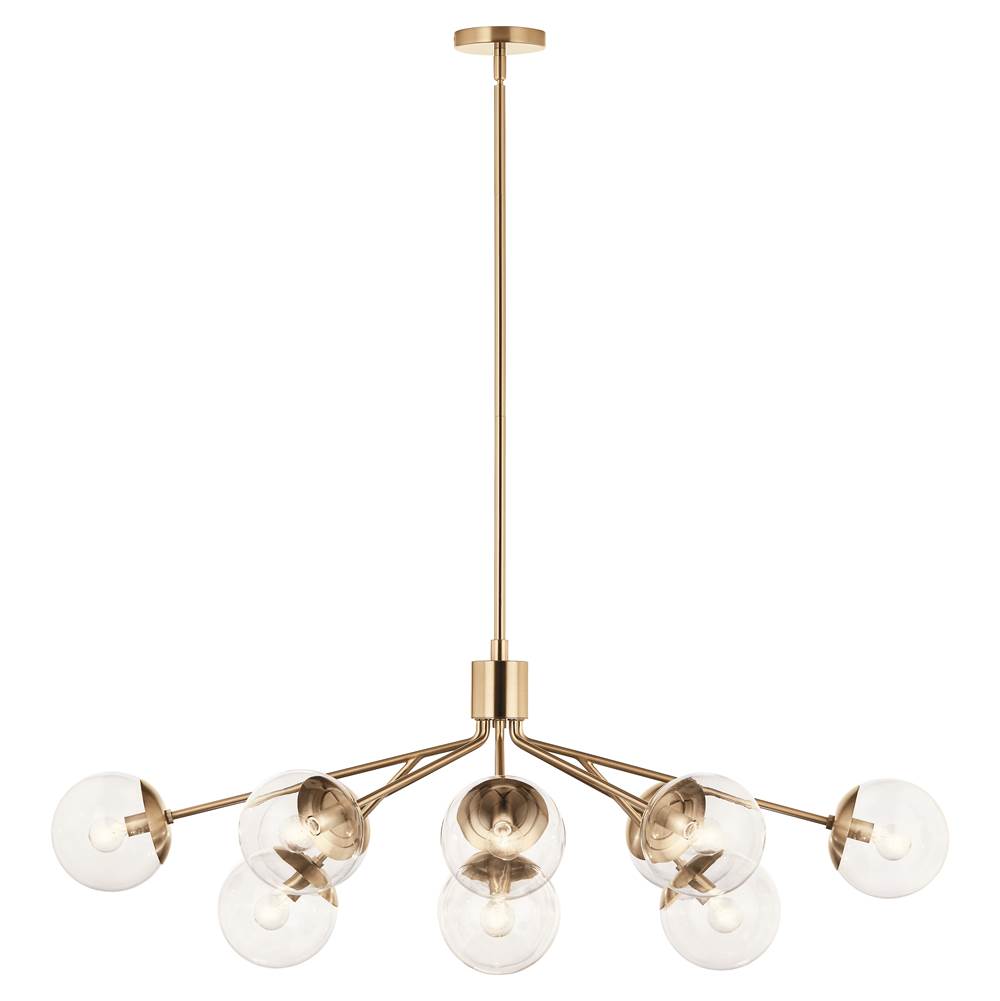 Kichler Lighting 52703CPZCLR Champagne Bronze Silvarious 48 Inch 12 Light Linear Convertible Chandelier With Clear Glass In Champagne Bronze Image 1