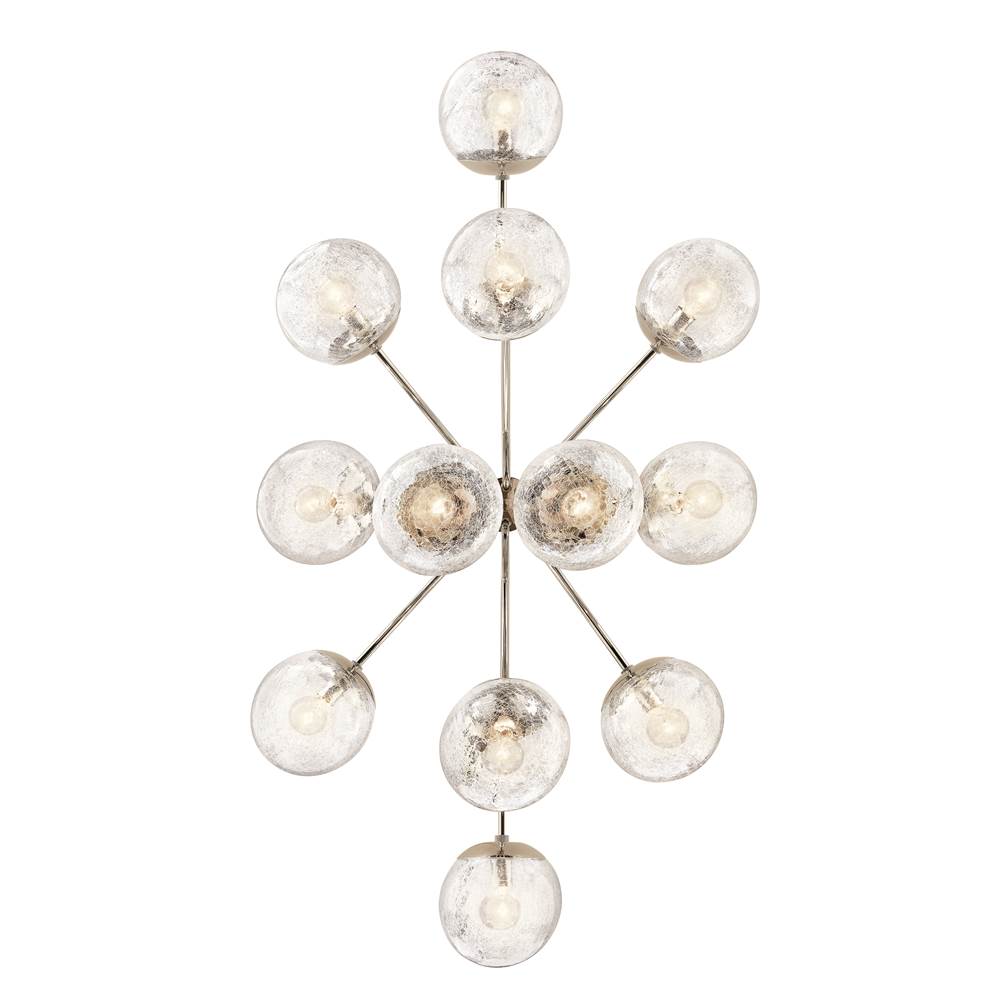 Kichler Lighting 52703PN Polished Nickel Silvarious 48 Inch 12 Light Linear Convertible Chandelier With Clear Crackled Glass In Polished Nickel Image 2