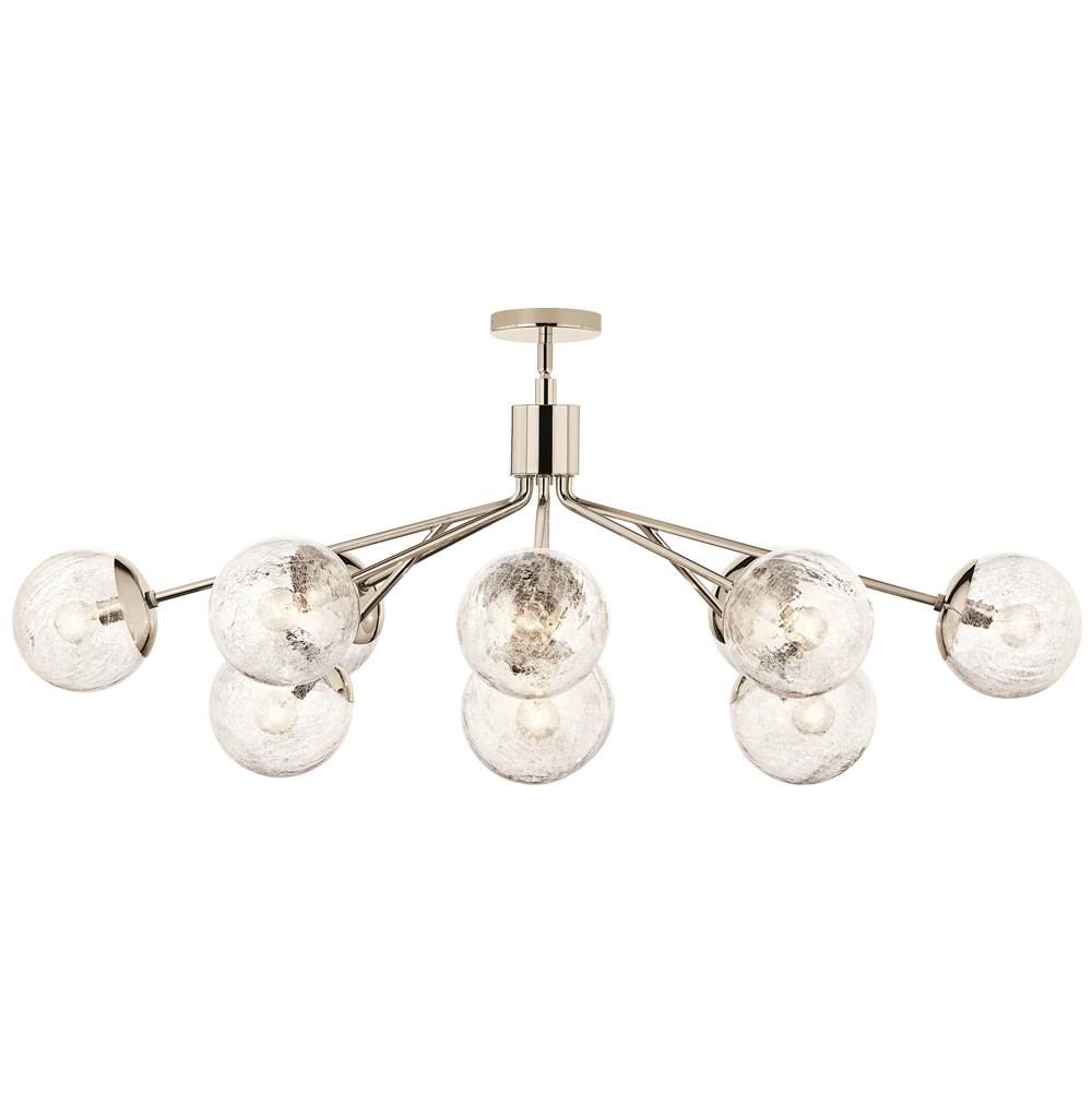 Kichler Lighting Silvarious 48 Inch 12 Light Linear Convertible Chandelier With Clear Crackled Glass In Polished Nickel
