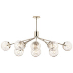 Kichler Lighting 52703PN Polished Nickel Silvarious 48 Inch 12 Light Linear Convertible Chandelier With Clear Crackled Glass In Polished Nickel Image 5