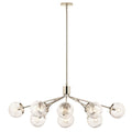 Kichler Lighting 52703PN Polished Nickel Silvarious 48 Inch 12 Light Linear Convertible Chandelier With Clear Crackled Glass In Polished Nickel Image 1