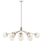 Kichler Lighting 52703PN Polished Nickel Silvarious 48 Inch 12 Light Linear Convertible Chandelier With Clear Crackled Glass In Polished Nickel Image 1