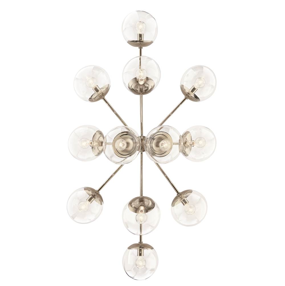 Kichler Lighting 52703PNCLR Polished Nickel Silvarious 48 Inch 12 Light Linear Convertible Chandelier With Clear Glass In Polished Nickel Image 2