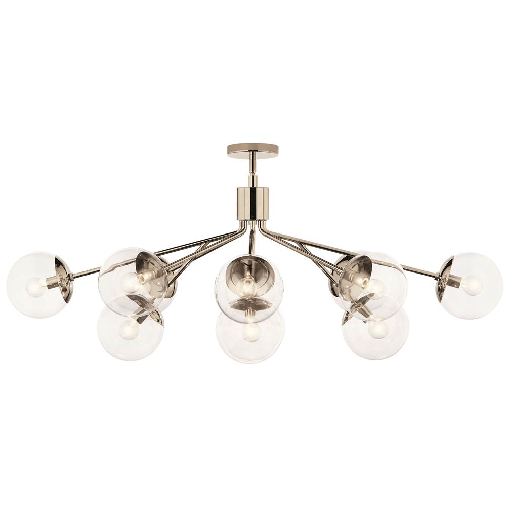 Kichler Lighting Silvarious 48 Inch 12 Light Linear Convertible Chandelier With Clear Glass In Polished Nickel