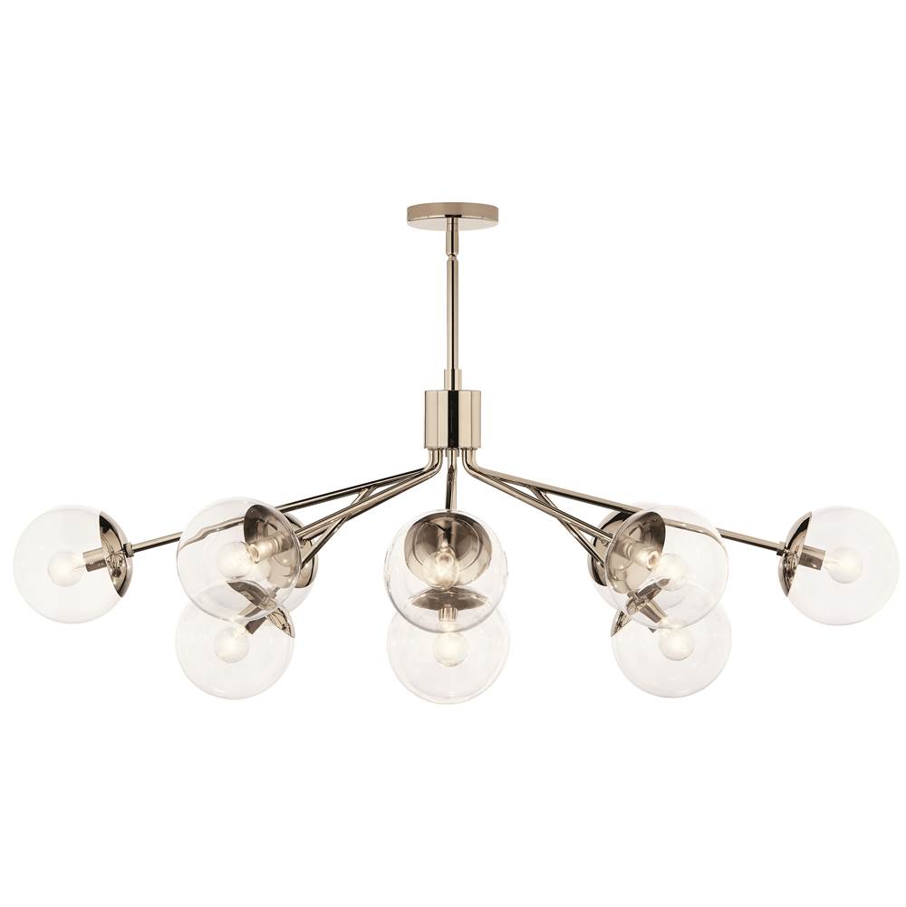 Kichler Lighting 52703PNCLR Polished Nickel Silvarious 48 Inch 12 Light Linear Convertible Chandelier With Clear Glass In Polished Nickel Image 5