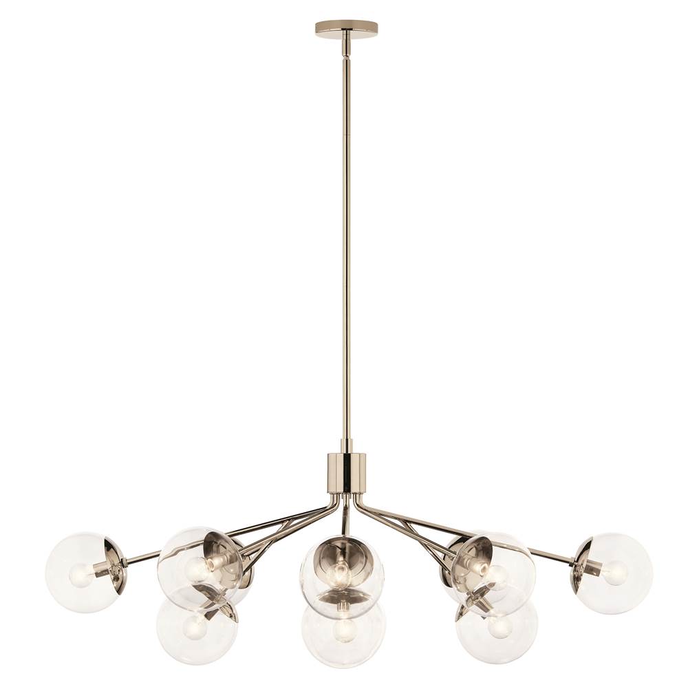 Kichler Lighting 52703PNCLR Polished Nickel Silvarious 48 Inch 12 Light Linear Convertible Chandelier With Clear Glass In Polished Nickel Image 1
