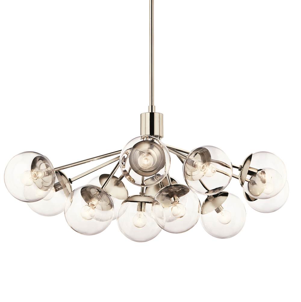 Kichler Lighting 52703PNCLR Polished Nickel Silvarious 48 Inch 12 Light Linear Convertible Chandelier With Clear Glass In Polished Nickel Image 4