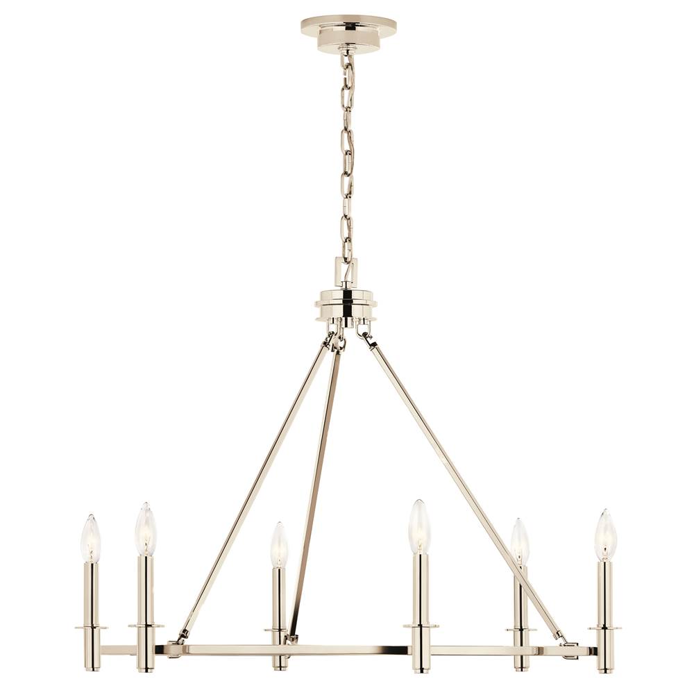 Kichler Lighting Carrick 32.25 Inch 6 Light Chandelier In Polished Nickel