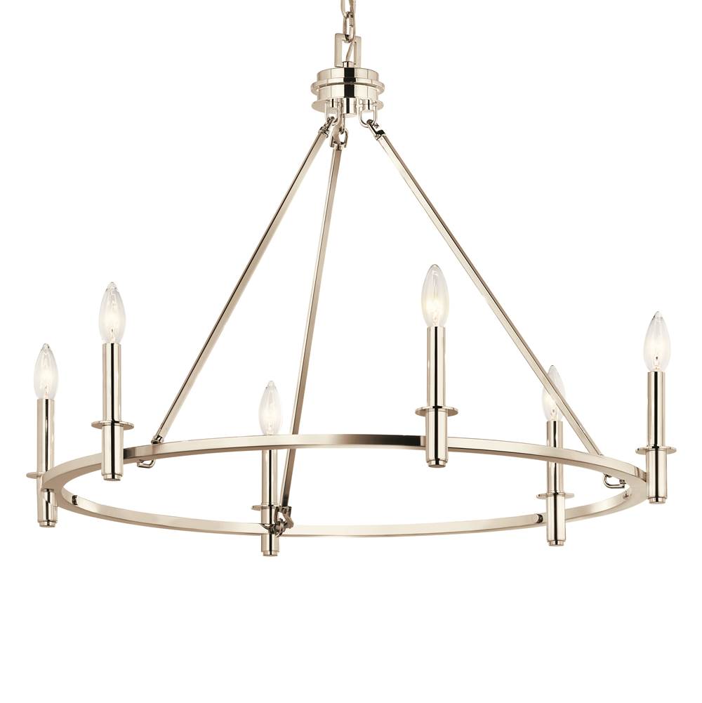 Kichler Lighting 52705PN Polished Nickel Carrick 32.25 Inch 6 Light Chandelier In Polished Nickel Image 7