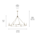 Kichler Lighting 52707PN Polished Nickel Carrick 54.25 Inch 10 Light Chandelier In Polished Nickel Image 2