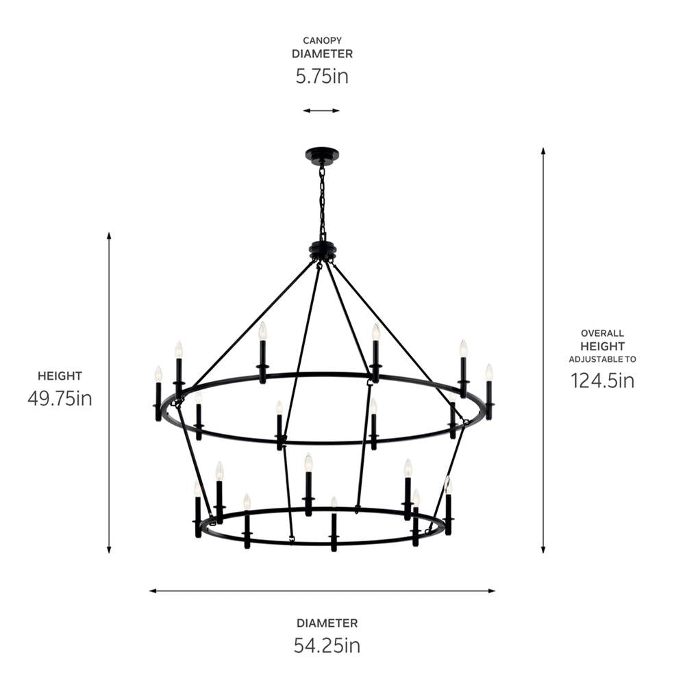 Kichler Lighting 52708BK Black Carrick 54.25 Inch 18 Light 2-tier Chandelier In Black Image 2