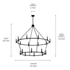 Kichler Lighting 52708BK Black Carrick 54.25 Inch 18 Light 2-tier Chandelier In Black Image 2