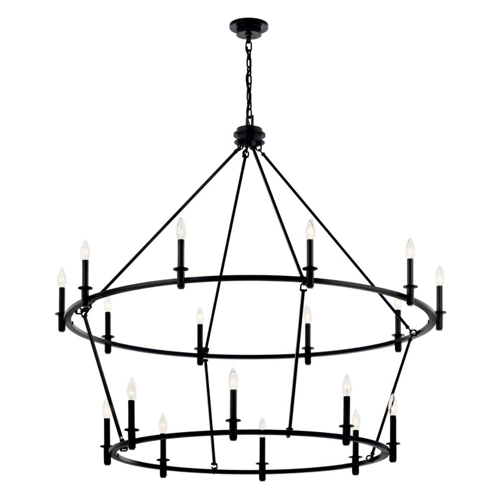 Kichler Lighting 52708BK Black Carrick 54.25 Inch 18 Light 2-tier Chandelier In Black Image 1