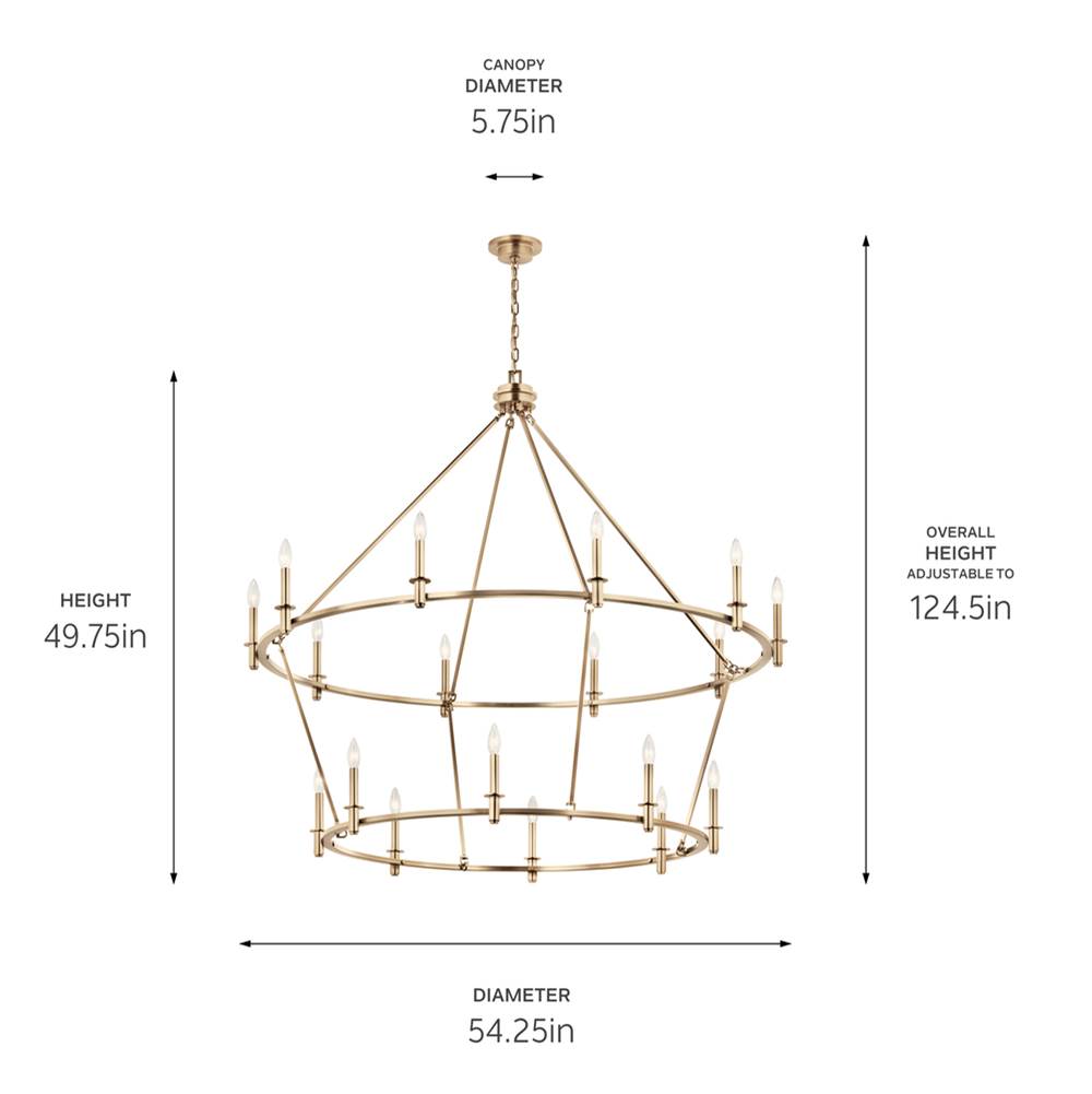 Kichler Lighting 52708CPZ Champagne Bronze Carrick 54.25 Inch 18 Light 2-tier Chandelier In Champagne Bronze Image 5