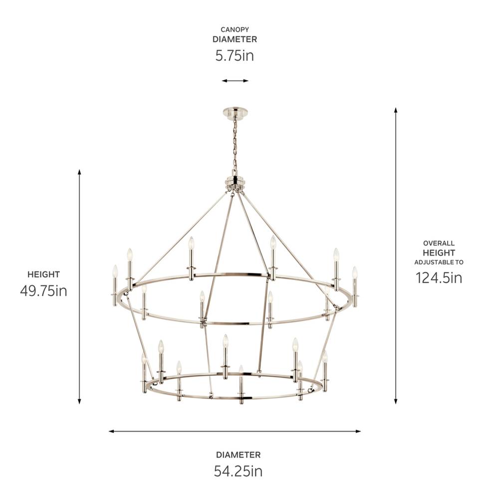 Kichler Lighting 52708PN Polished Nickel Carrick 54.25 Inch 18 Light 2-tier Chandelier In Polished Nickel Image 2