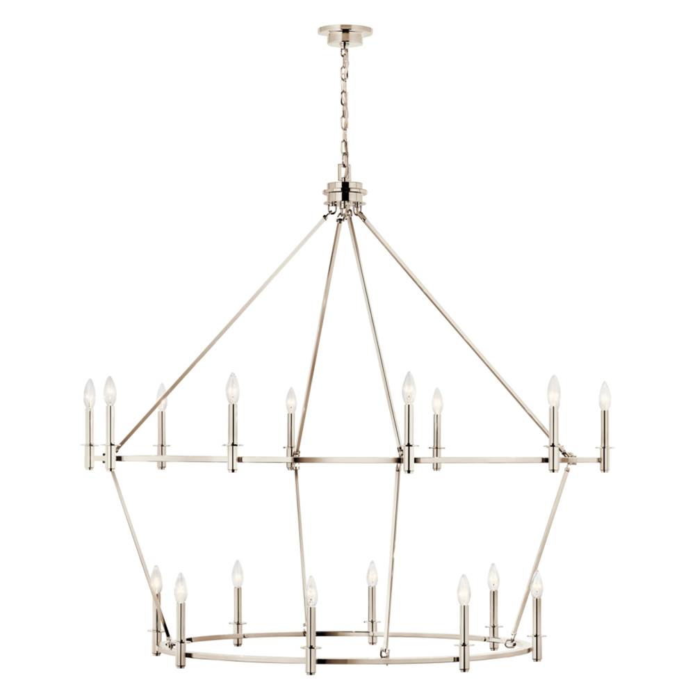 Kichler Lighting Carrick 54.25 Inch 18 Light 2-tier Chandelier In Polished Nickel