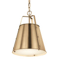 Kichler Lighting 52710CPZ Champagne Bronze Etcher 13 Inch 1 Light Pendant With Etched Painted White Glass Diffuser In Champagne Bronze Image 1