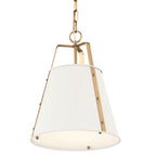 Kichler Lighting 52710WH White Etcher 13 Inch 1 Light Pendant With Etched Painted White Glass Diffuser In White And Champagne Bronze Image 1