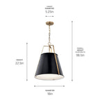 Kichler Lighting 52711BK Black Etcher 18 Inch 2 Light Pendant With Etched Painted White Glass Diffuser In Black And Champagne Bronze Image 4