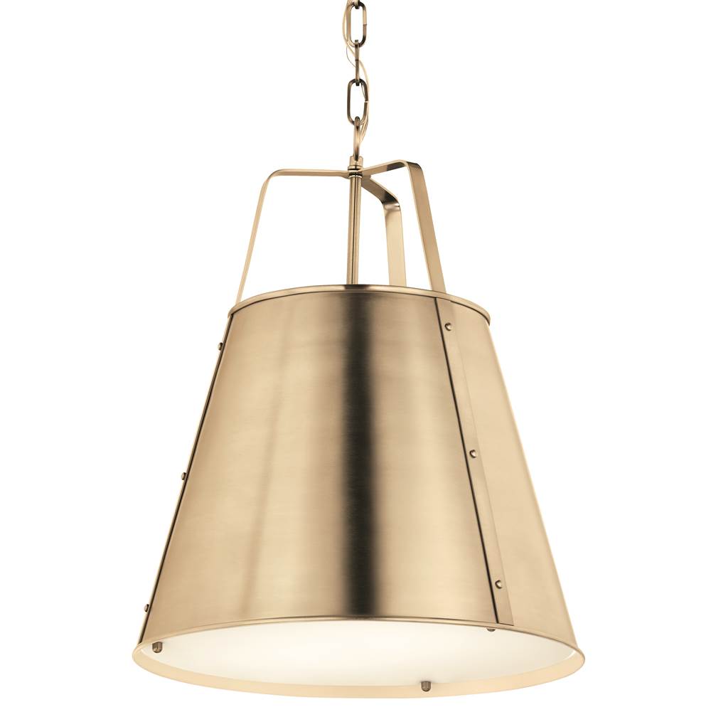 Kichler Lighting 52711CPZ Champagne Bronze Etcher 18 Inch 2 Light Pendant With Etched Painted White Glass Diffuser In Champagne Bronze Image 1