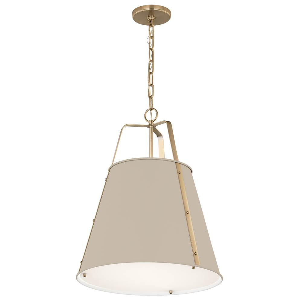 Kichler Lighting 52711GRG Greige Etcher 18 Inch 2 Light Pendant With Satin Etched White Glass Diffuser In Greige And Champagne Bronze Image 1