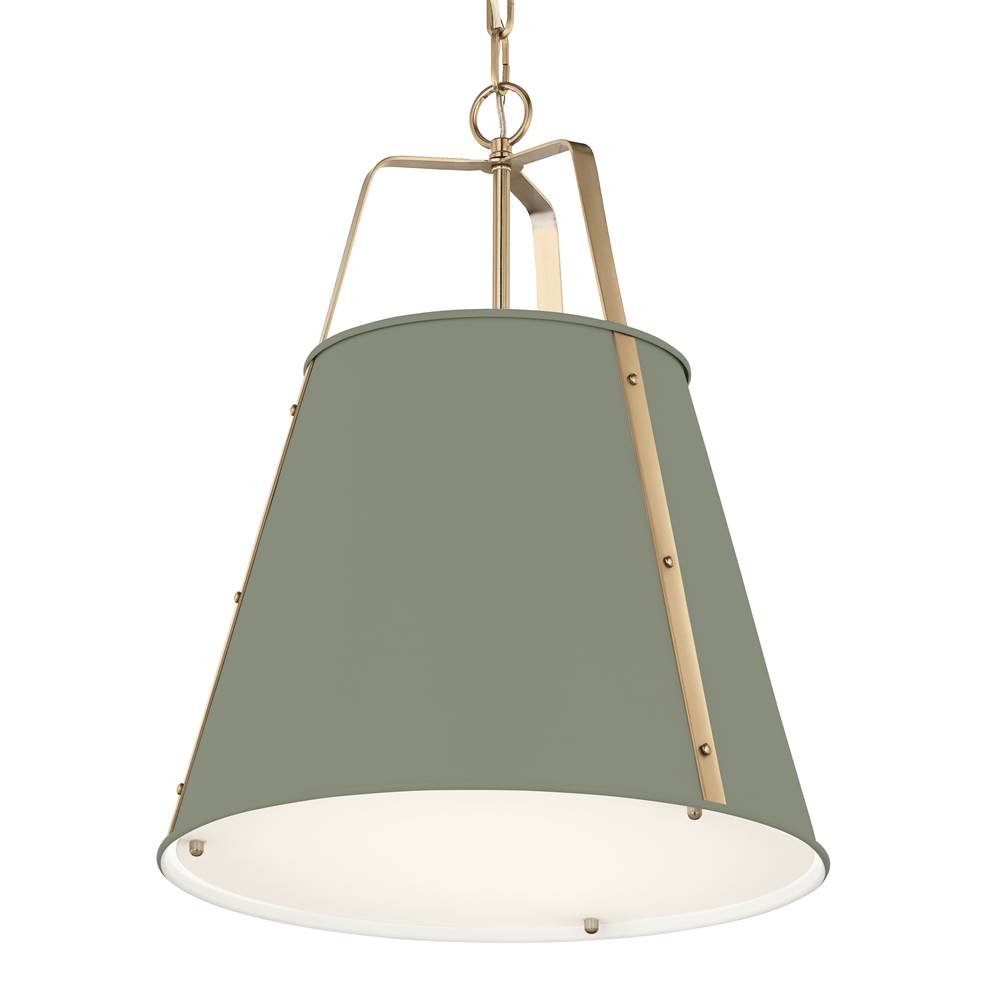 Kichler Lighting 52711HGN  Etcher 18 Inch 2 Light Pendant With Satin Etched White Glass Diffuser In Heritage Green And Champagne Bronze Image 6