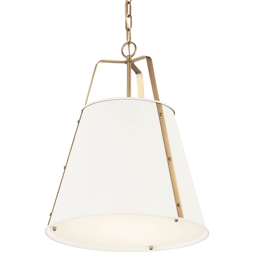 Kichler Lighting 52711WH White Etcher 18 Inch 2 Light Pendant With Etched Painted White Glass Diffuser In White And Champagne Bronze Image 1