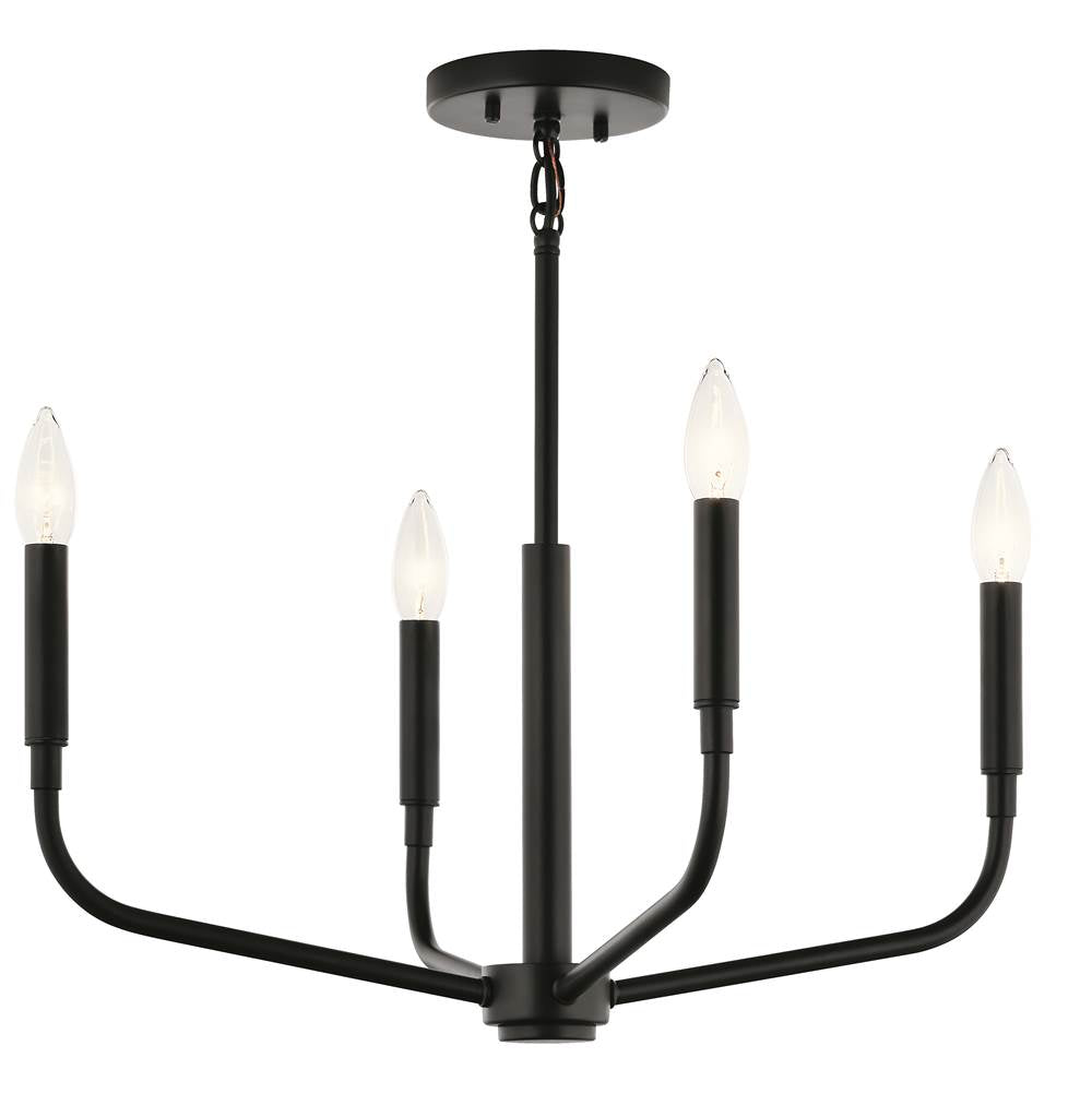 Kichler Lighting 52716BK Black Madden 20 Inch 4 Light Convertible Chandelier In Black Image 6