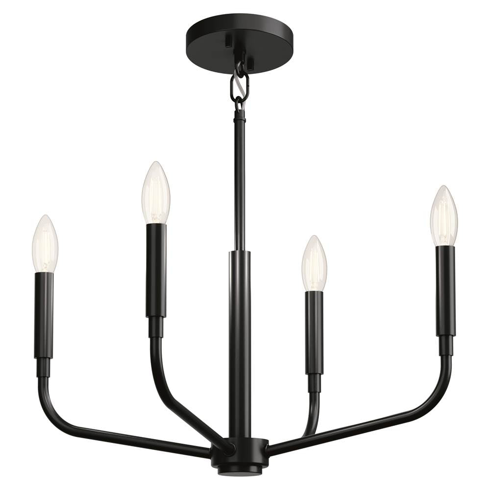 Kichler Lighting 52716BK Black Madden 20 Inch 4 Light Convertible Chandelier In Black Image 2